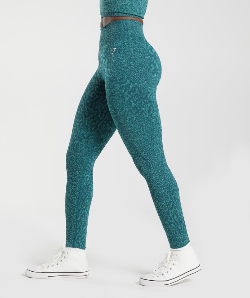 Legginsy Gymshark Adapt Animal Seamless Damskie Turkusowe | PL 047HQO